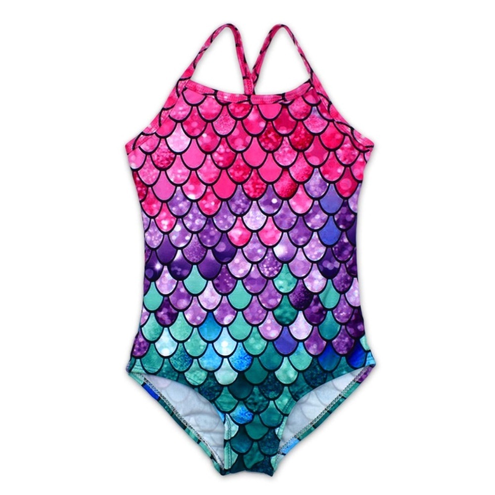 Girls One‎ Piece Swimsuits Blue Pink Sport Halter Swimwear Bathing Suit 8Y